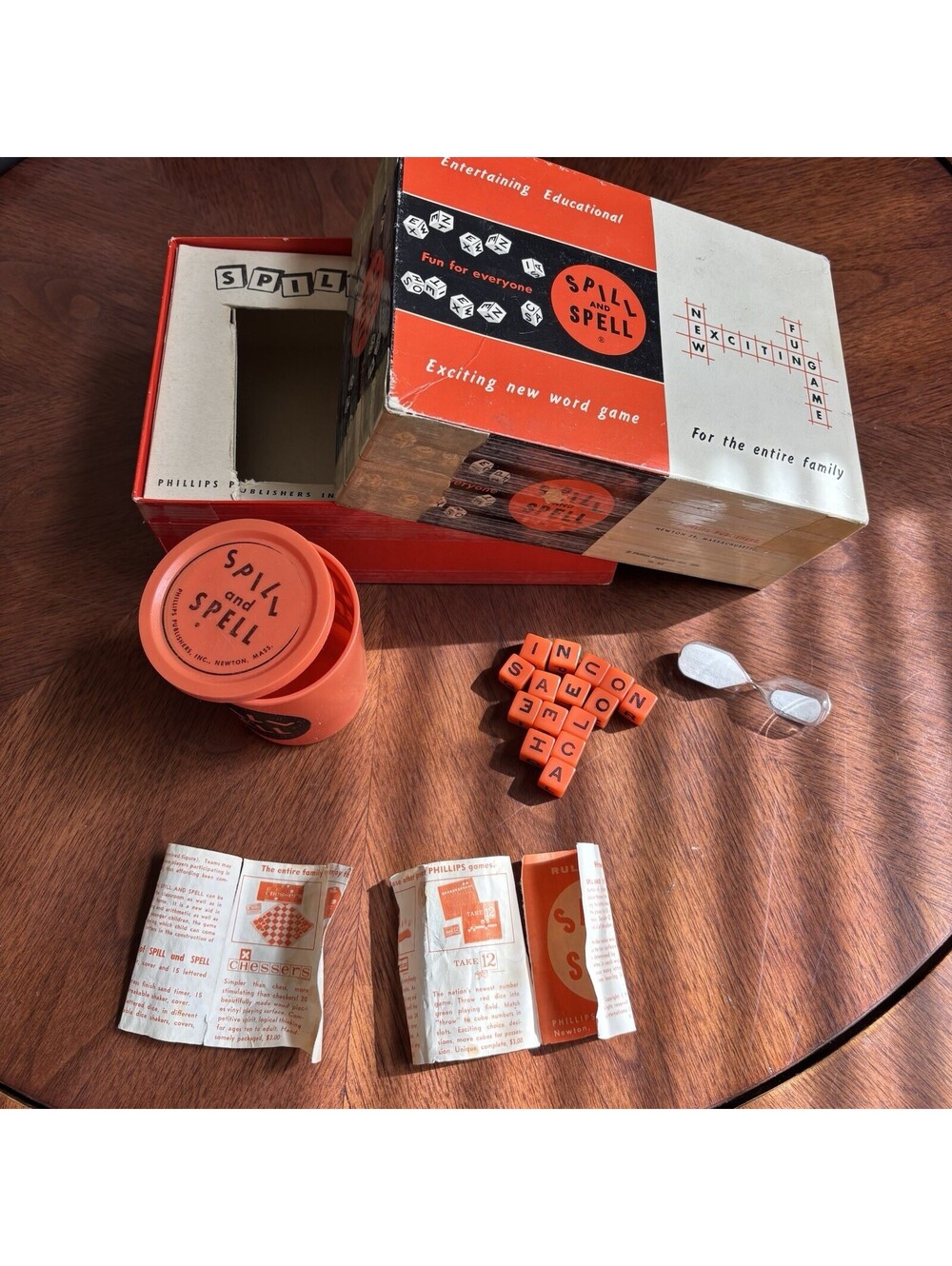 Vintage 1959 Spill and Spell Word Game Phillips Publishers Incomplete Taped Box